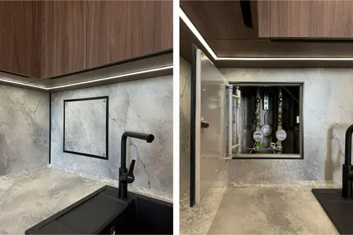 скрытая проводка труб на кухне